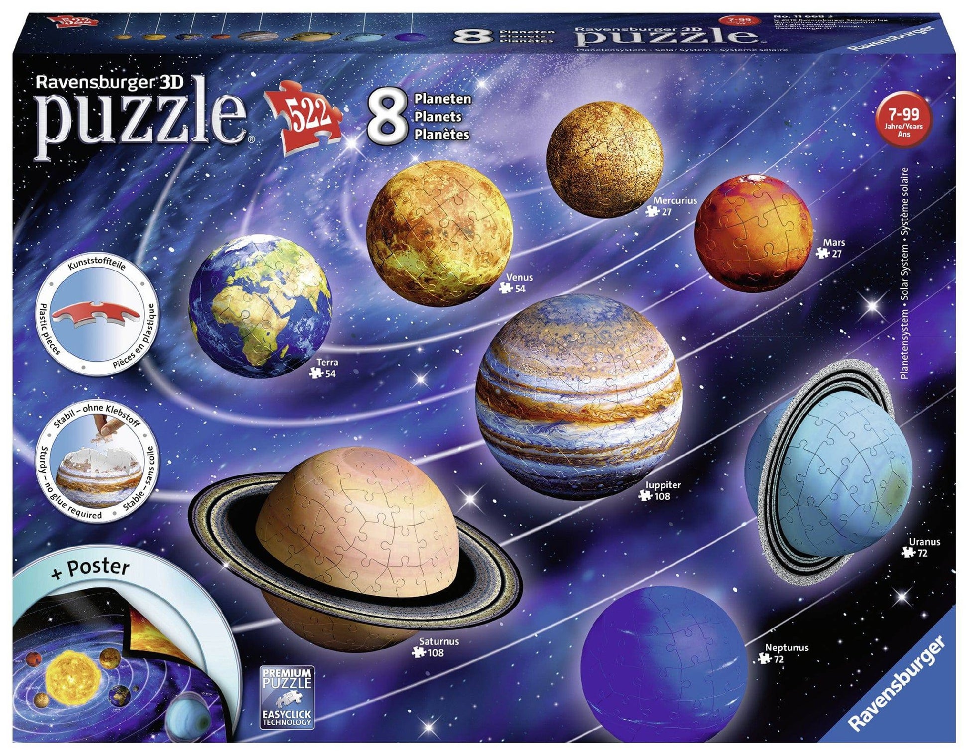 3d Puzzle 522pc - Ravensburger - Solar System 8 Planets